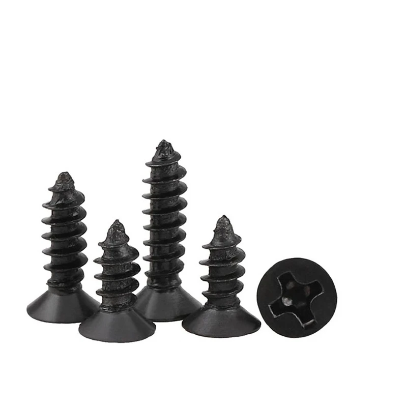 Винты M2mm * 4mm 5mm 6mm 8mm 10mm 12mm 1000pcs черные Серебряные металлические застежки