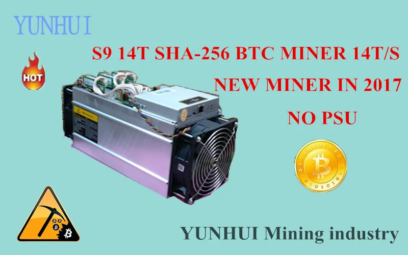 YUNHUI Горные машины поставщик продает S9 14 Т Bitmain AntMiner й/s (без бп) Asic Шахтер БТД Добыча