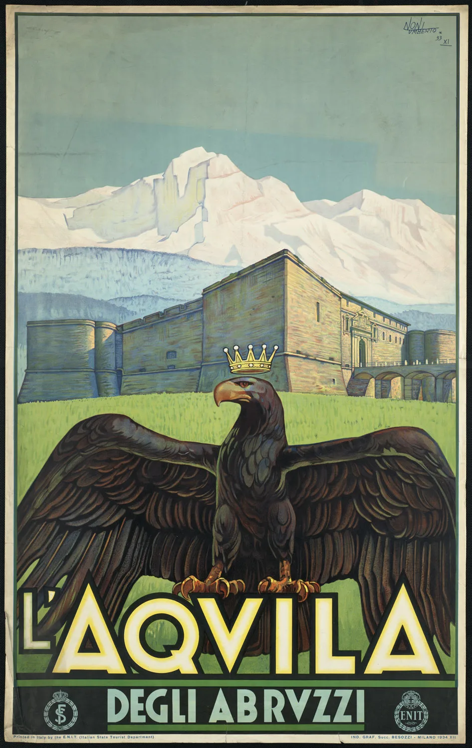 Мировой винтажный туристический постер L'Aquila. Degli Abruzzi классические картины на
