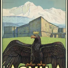 Мировой винтажный туристический постер L'Aquila. Degli Abruzzi
