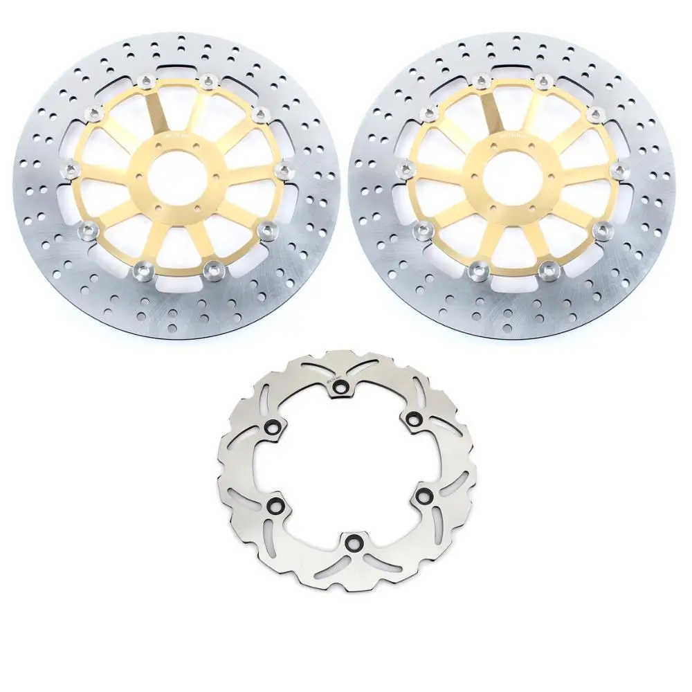 Round Gold Set BIKINGBOY круглые волнистые Передние Задние тормозные диски Диски роторы для Honda CBR 1100 XX CBR1100XX Blackbird V W 1997 1998 97 98 - Цвет: Round Gold Set