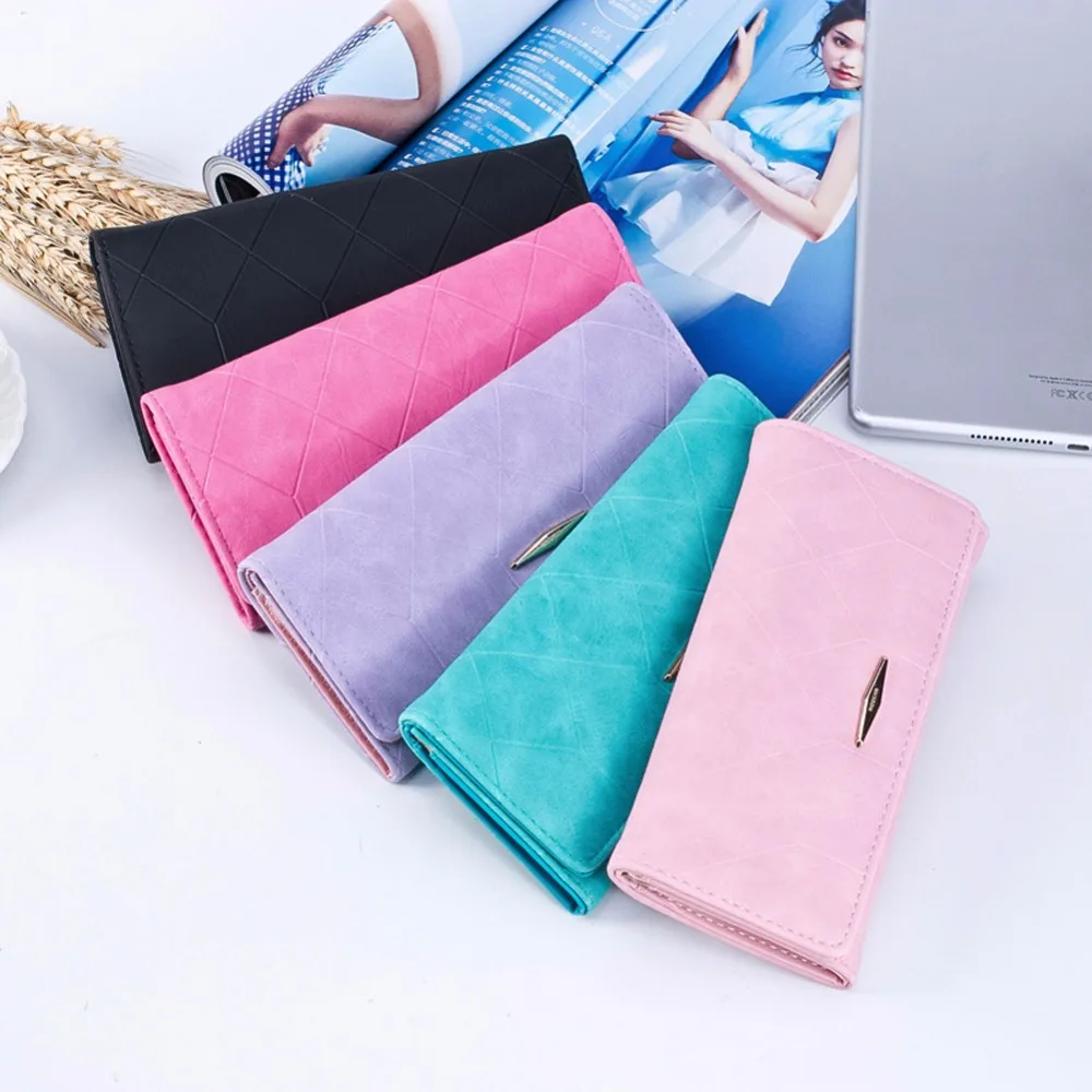 Новые модные женские кошельки из искусственной кожи винтажные клетчатые Длинные