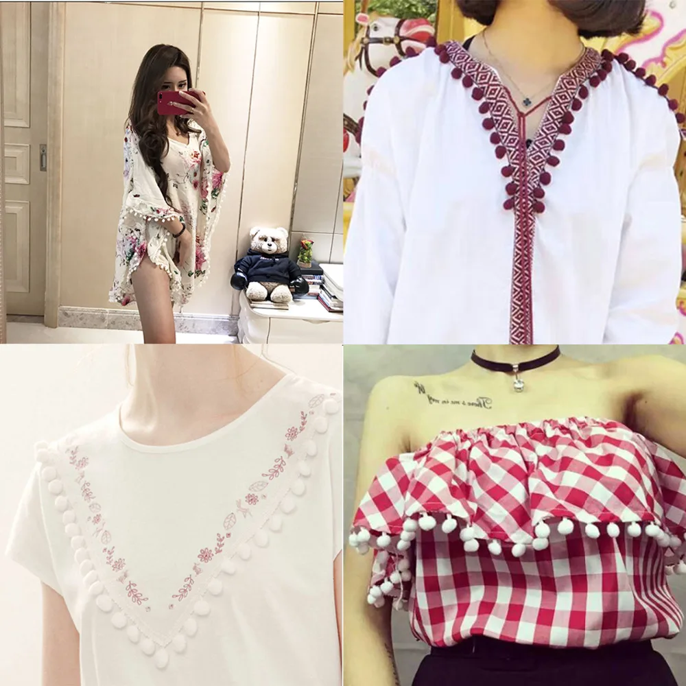 10/20 мм 5 ярдов шар цвета слоновой кости Кружевной Мини жемчужный помпон обшивка