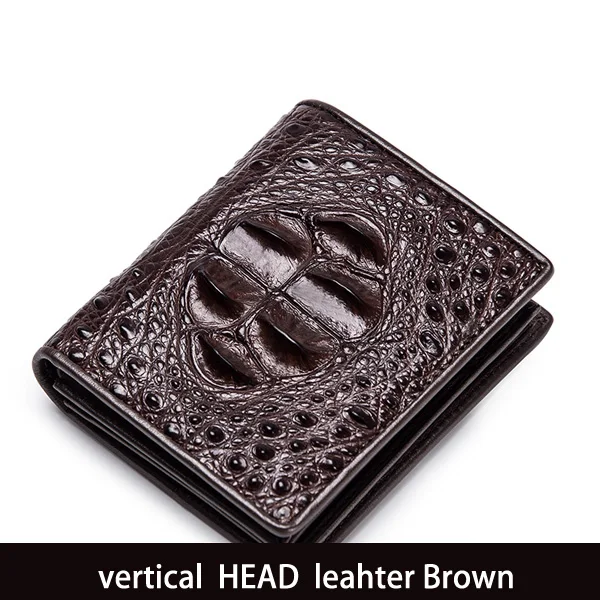 Head Leather McParko Роскошный кошелек из натуральной крокодиловой кожи, мужские кошельки, модный брендовый маленький кошелек, элегантный мужской кошелек из крокодиловой кожи, короткий - Цвет: Head Leather
