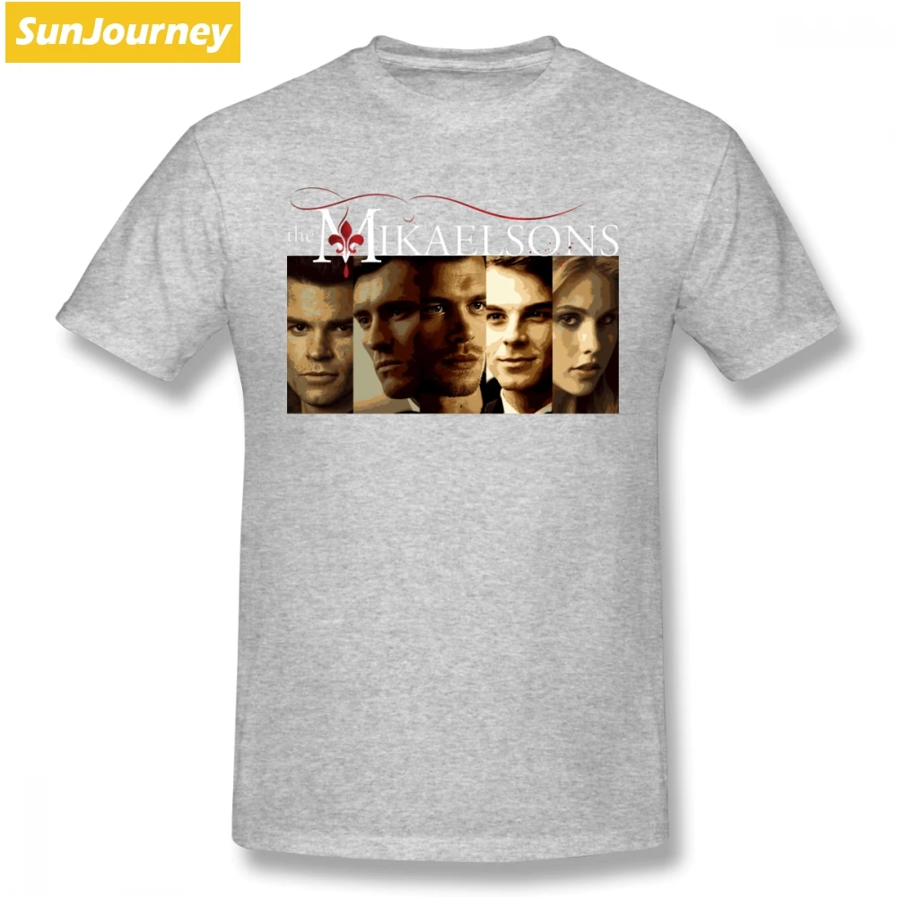 The Vampire diaries The Mikaelsons Мужская футболка хип-хоп Уличный сверхразмерный хлопок с круглым вырезом на заказ короткий рукав мужские рубашки - Цвет: Серый