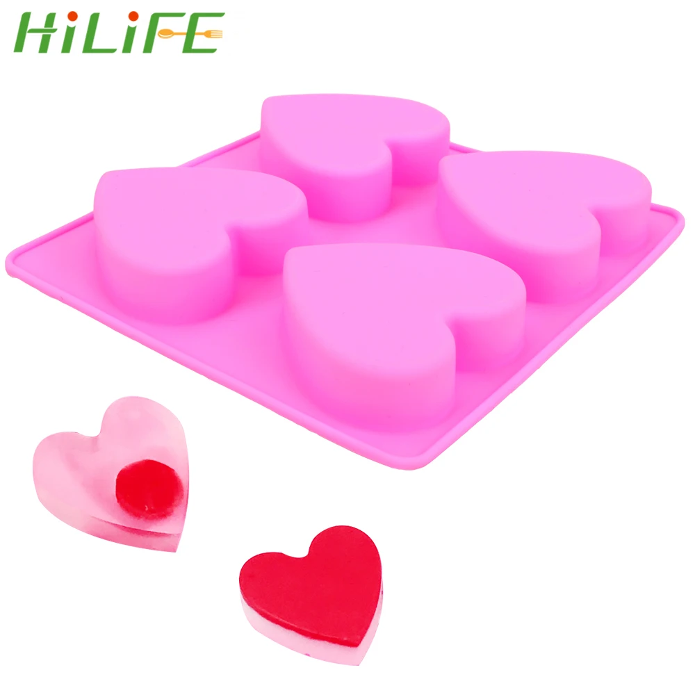 HILIFE 4 отверстия в форме сердца 3D форма для торта помадка фотография кекс желе