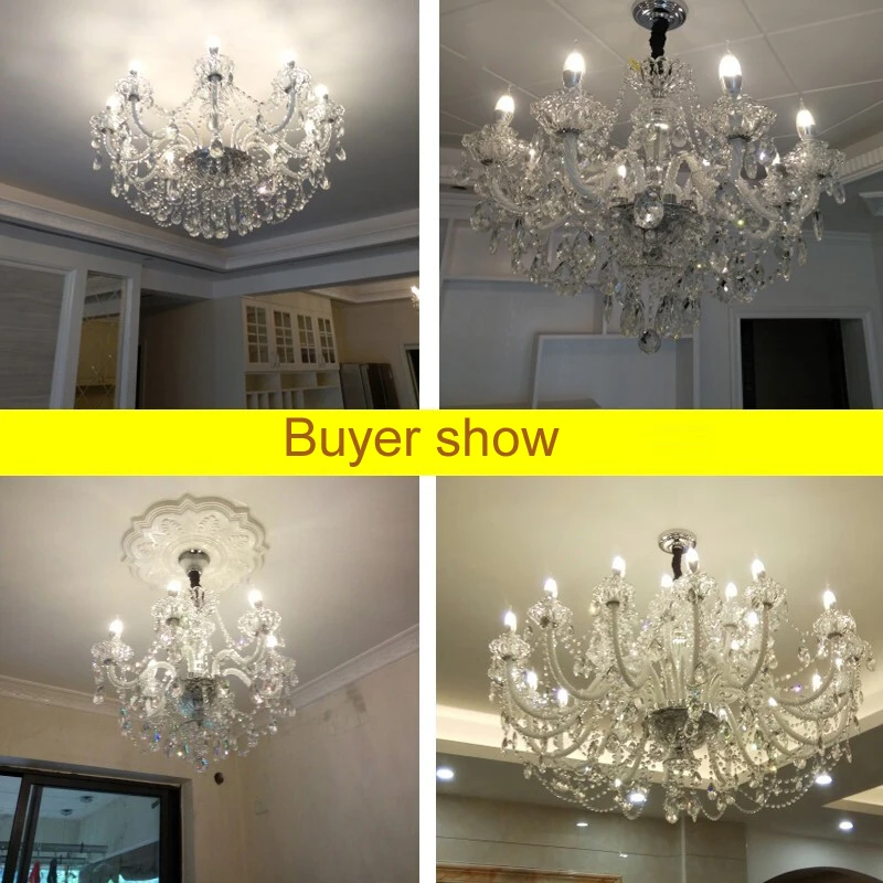 European Candle Crystal Lamp Living Room Large Crystal Chandelier Lighting Modern Atmosphere Restaurant Bedroom Hanging Lamps