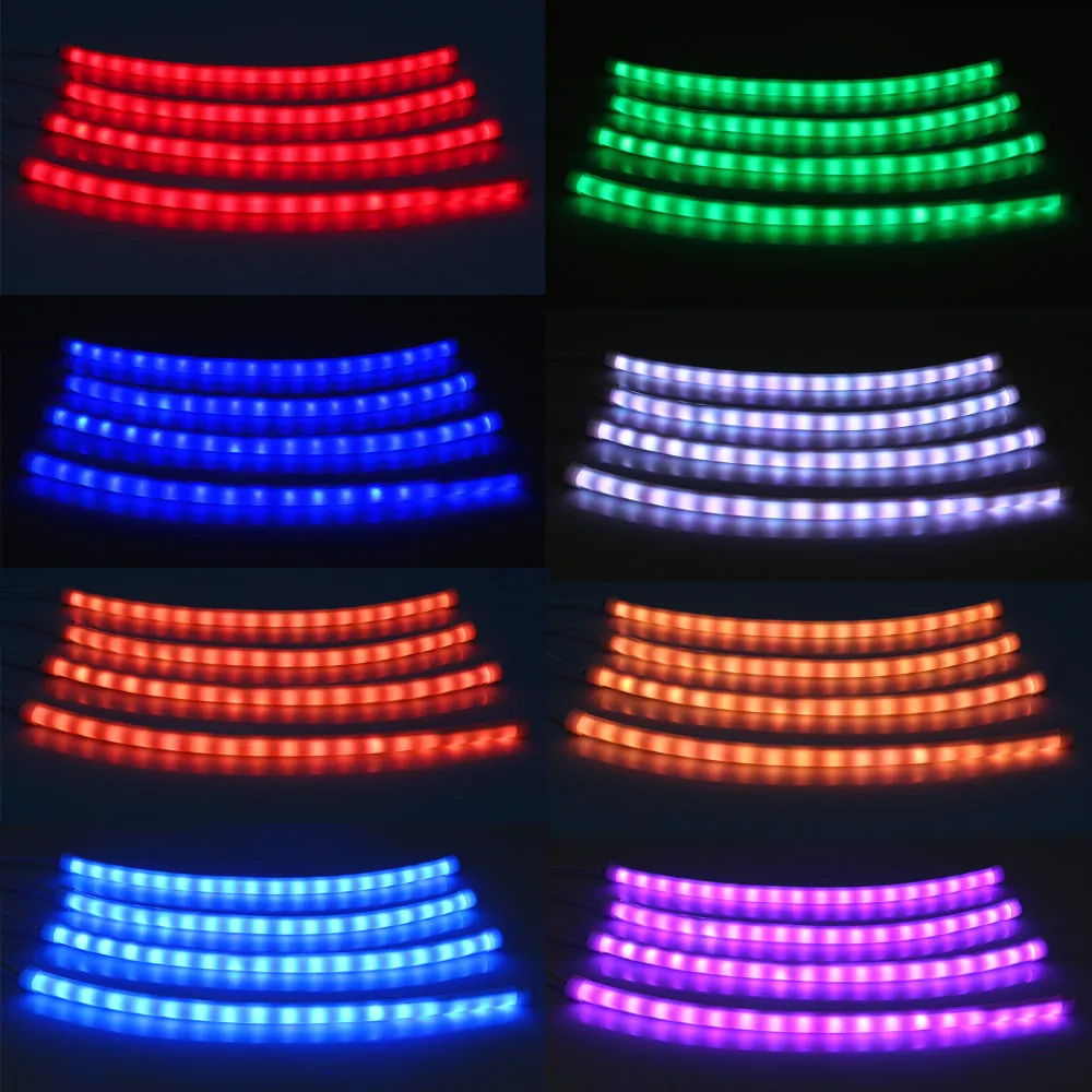 Новый автомобиль RGB Светодиодные полосы света Атмосфера лампы музыка Управление