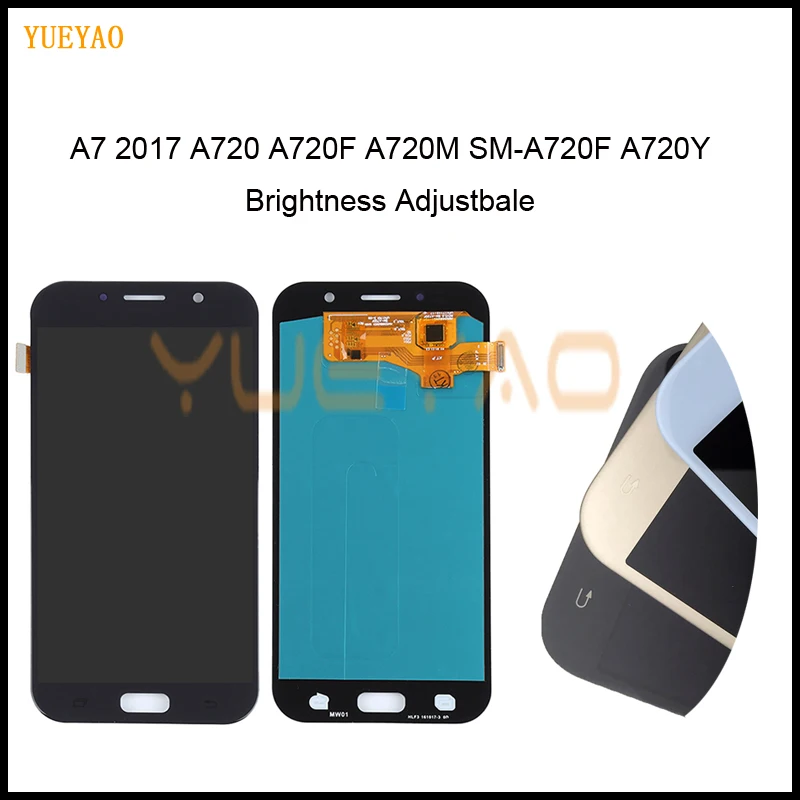 Яркость регулировки ЖК-дисплей для Samsung Galaxy A7 2017 A720 A720F A720M SM-A720F Дисплей кодирующий