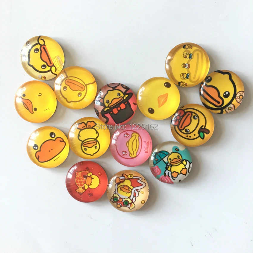 Бесплатная доставка (14 шт./лот) Симпатичная желтая утка круглая стеклянная