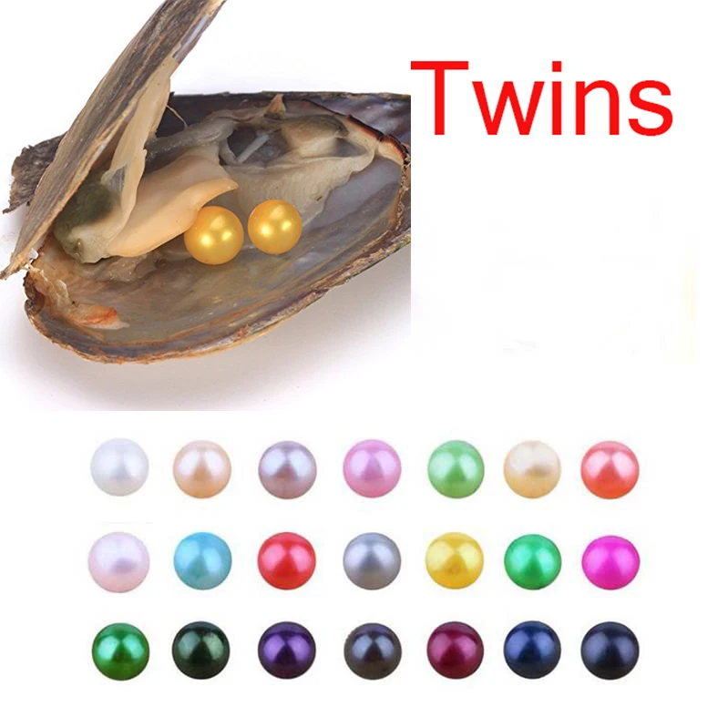 20 шт./лот Oyster Twins Pearl 6 7 мм Новинка 27 смешанных цветов пресноводный подарок сделай