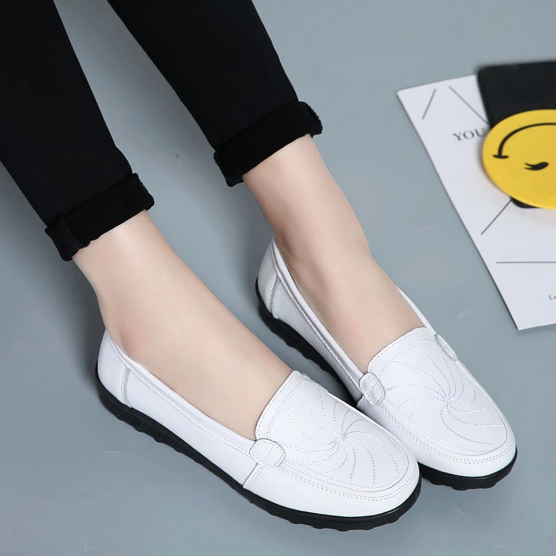 PEIPAH Весенняя женская обувь из натуральной кожи с винтажной вышивкой без шнуровки