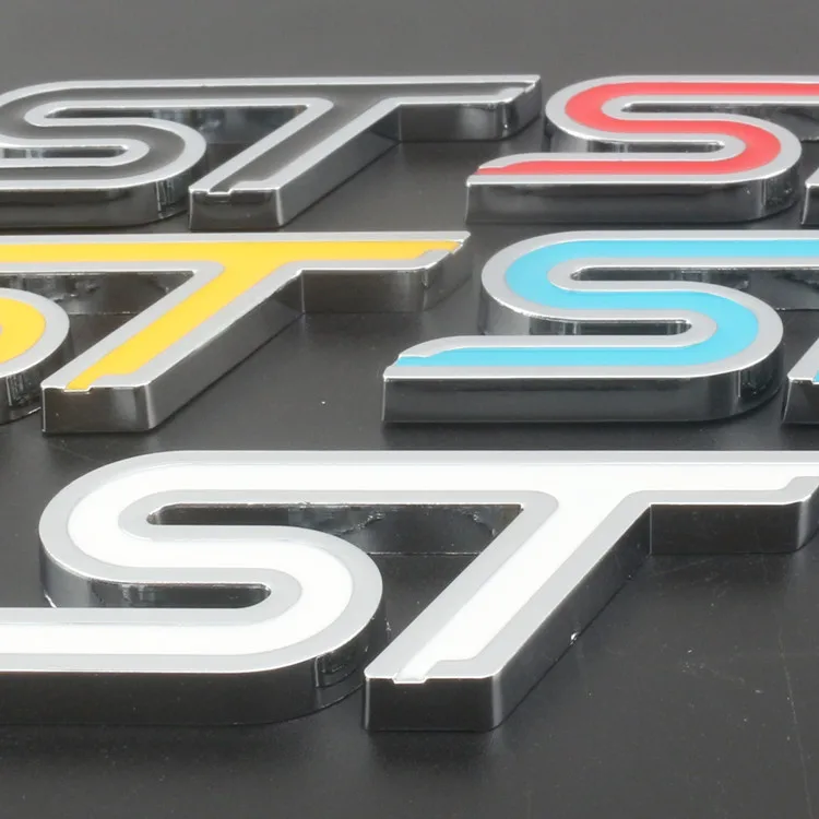 Из Металла красные синие ST Передняя решетка Стикеры головки автомобиля гриль