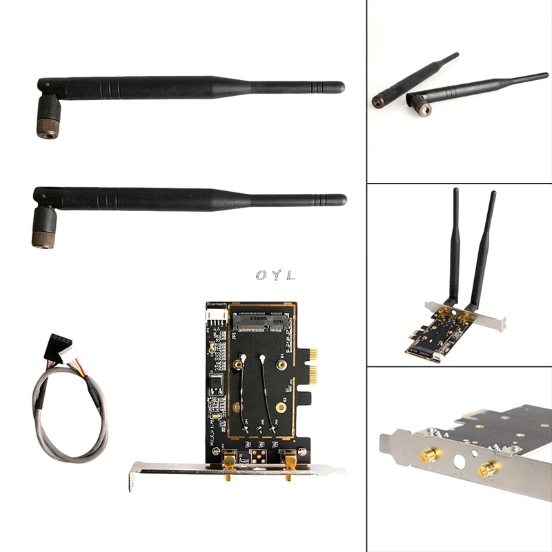 

Мини BCM4352 867 Мбит/с + Bluetooth BT 4,0 802.11AC/BGN настольный адаптер PCI-E карта с Wi-Fi антеннами