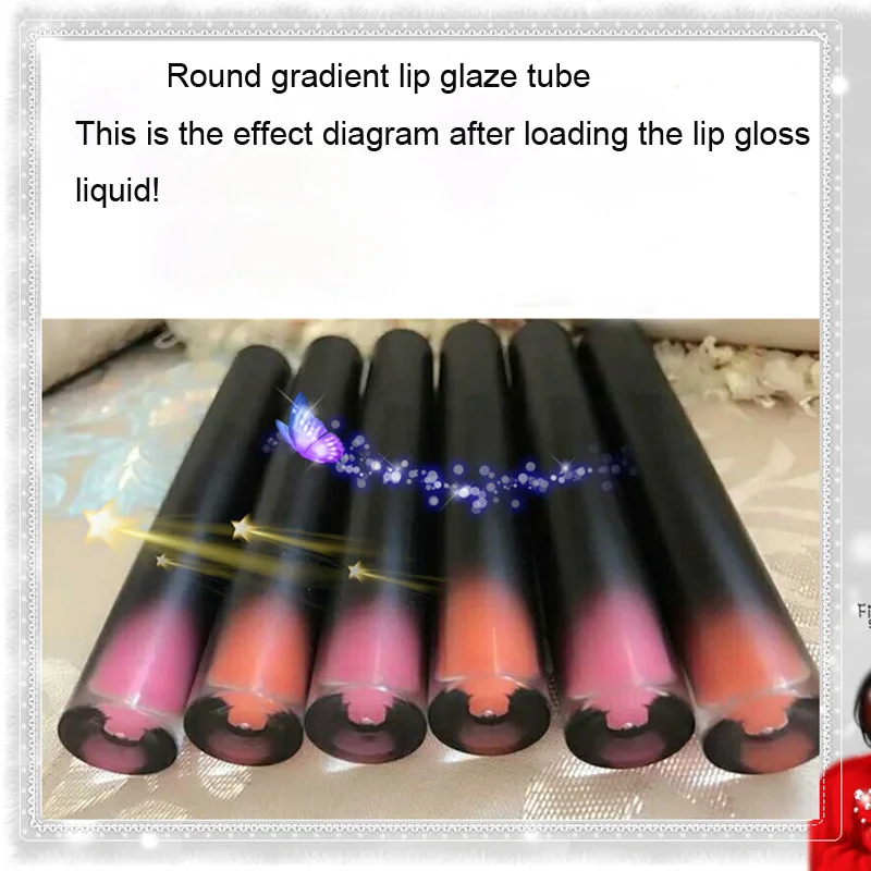 

10/30/50pcs 5ML Round Black Gradient Empty LipGloss Tube,4ML Square Black Gradient Lipgloss Tube,DIY Gradient Lipstick Container
