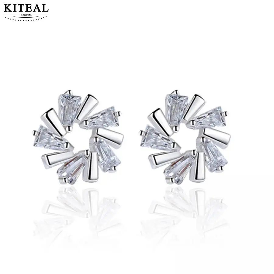 KITEAL 2018 Новый Модный Блестящий кристалл серьги гвоздики с ледяным цветком для