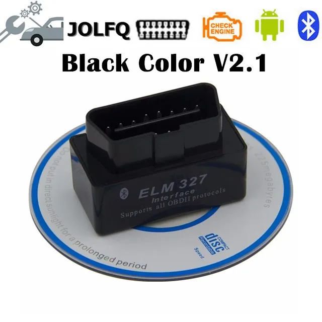 black v2.1 Заводская цена! 20 шт./лот супер мини elm327 Bluetooth OBD2 V2.1 Elm 327 В 2,1 OBD 2 автомобиля диагностический сканер инструмент OBDII адаптер - Цвет: black v2.1