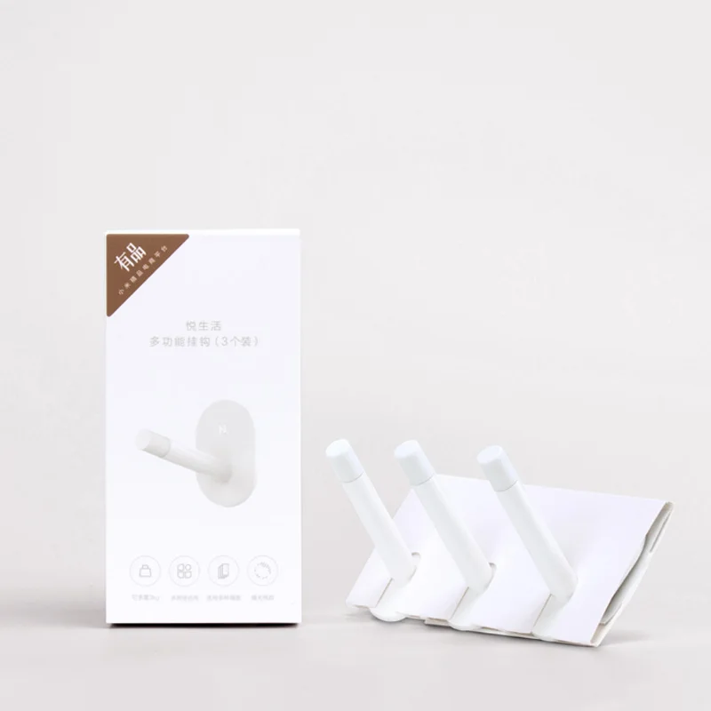 3pcs in Pack 3 шт. Xiaomi Mijia HL настенные крючки маленькие клейкие многофункциональные крючки/настенный крючок для швабры сильная Ванная комната Спальня Кухня 3 кг Максимальная нагрузка - Цвет: 3pcs in Pack