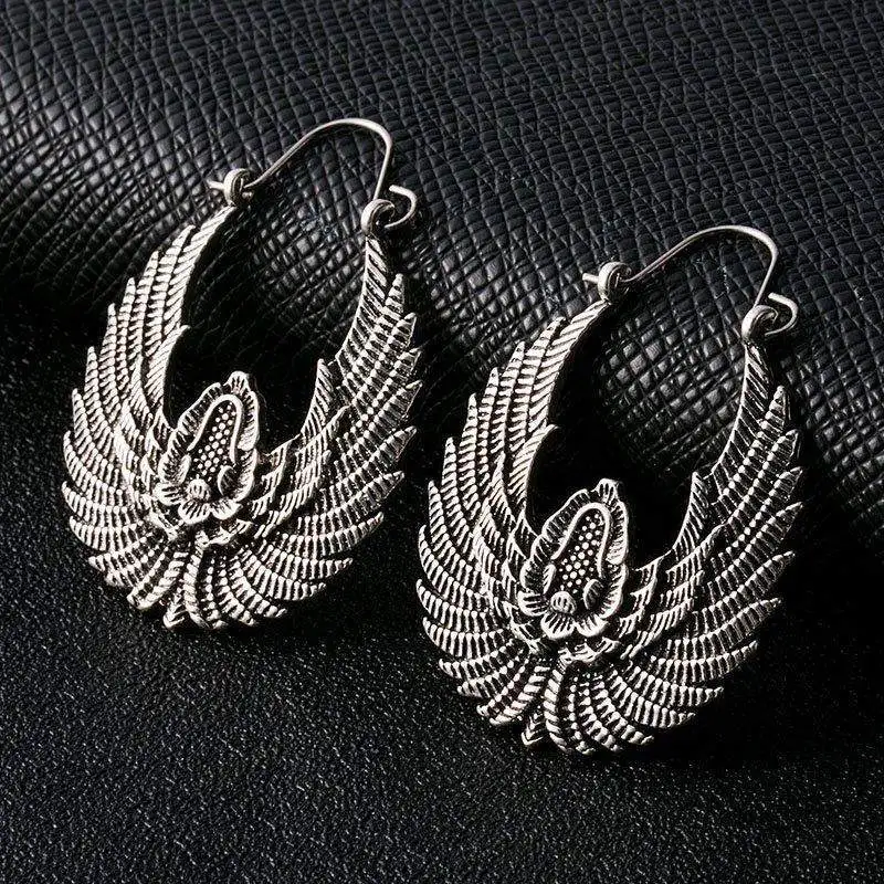 Antique Silver Индийские племенные латунные серьги, висячие серьги в форме цветка, украшенные вихрем «цыганские» серьги для женщин, богемные Винтажные серьги EAR00C000B01B - Окраска металла: Antique Silver