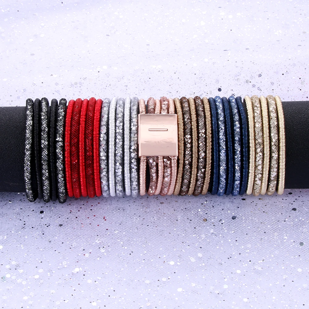 10 шт./лот браслет со стразами магнитный женский многослойный ювелирные изделия