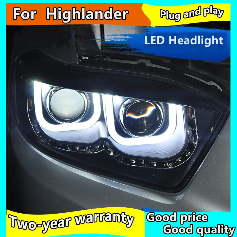 Автомобильный Стайлинг для Toyota 2009-2011 фара Highlander светодиодный фар DRL двойной U