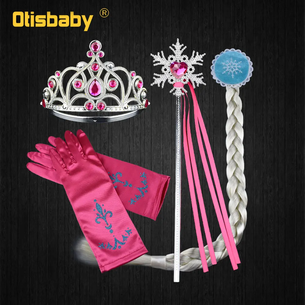 Rose Crown Set Детское розовое платье принцессы Авроры рождественское платье Спящей красавицы маскарадный Карнавальный костюм для девочек фантазия Аврора Infantil - Цвет: Rose Crown Set