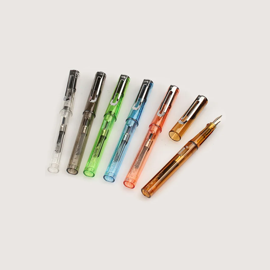 6PCS Fountain Pen 6 шт набор JINHAO 599 Роскошная перьевая ручка 0,5 мм перо ABS Прозрачный держатель для ручек чернильные ручки для письма школьные и офисные принадлежности - Цвет: 6PCS Fountain Pen