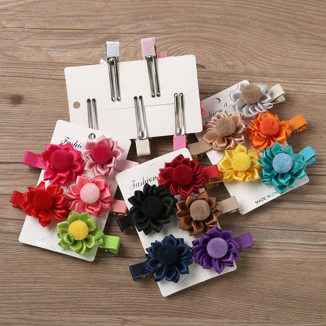 Шпильки для волос яркие цветные мини Цветочные заколки корсажная лента покрытые