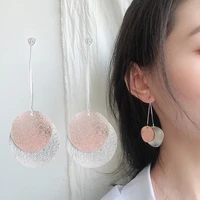 2018 vintage fancy fashion simple geometric circular frosted long earrings girls popular earrings temperament dangling earrings