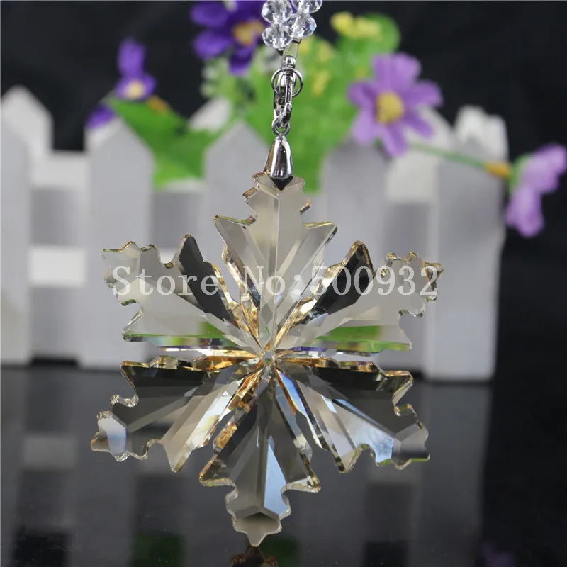Бесплатная доставка янтарный цвет 2 шт./лот большой кристалл Рождество Снежинка