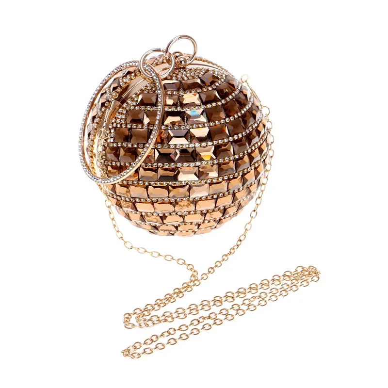 

Women Round Evening Bags Wedding Clutch Purse Diamonds Circular Fashion Lady Handbags Chain Shoulder Bag ZD1045