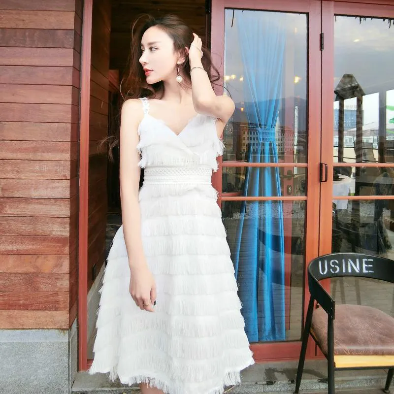 Женское шифоновое платье с кружевом элегантное облегающее Повседневное белыми