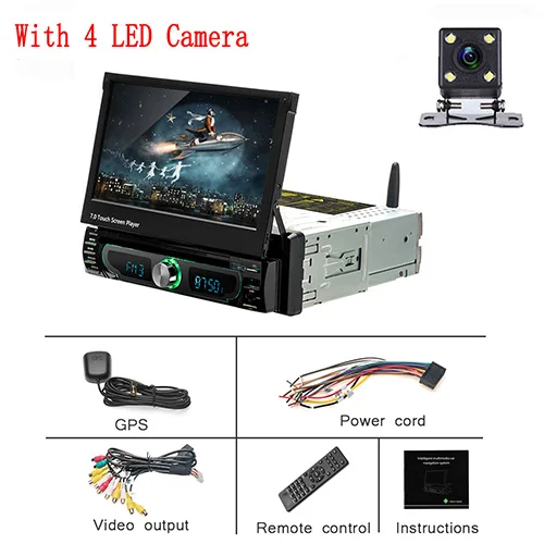 With 4 LED Camera Camecho 1 Din Android автомобильный мультимедийный Радио 7 ''автомобильный Стайлинг Авторадио Android автомобильный аудио плеер с BT/Wifi/gps/Mirror Link/MP5 - Цвет: With 4 LED Camera