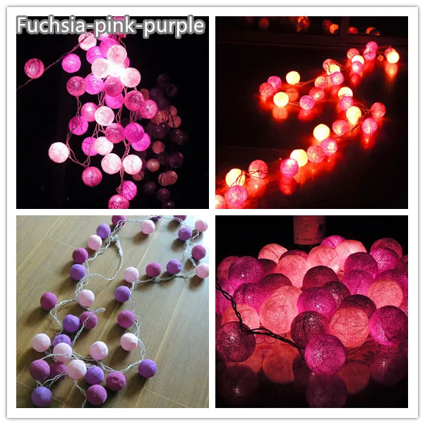 Fuchsia pink purple 20 шт./компл. тайском стиле ватным тампоном гирлянды, вечерние, патио, свадебные, для новорожденных, на Рождество, День Святого Валентина, Настенный декор, подарок для новорожденных малышей, разноцветный цвет может выбрать - Испускаемый цвет: Fuchsia pink purple