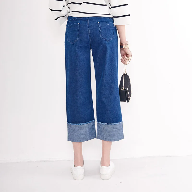 YERAD Wide Leg Jeans for Women Patchwork Straight Palazzo Summer Ankle Length Denim Pants |
