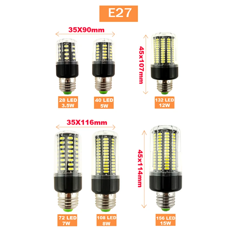 Светодиодный светильник SMD 5736 E27 220 В 3 Вт 4 5 7 8 12 15 точечный E14 bombilas светодиодный