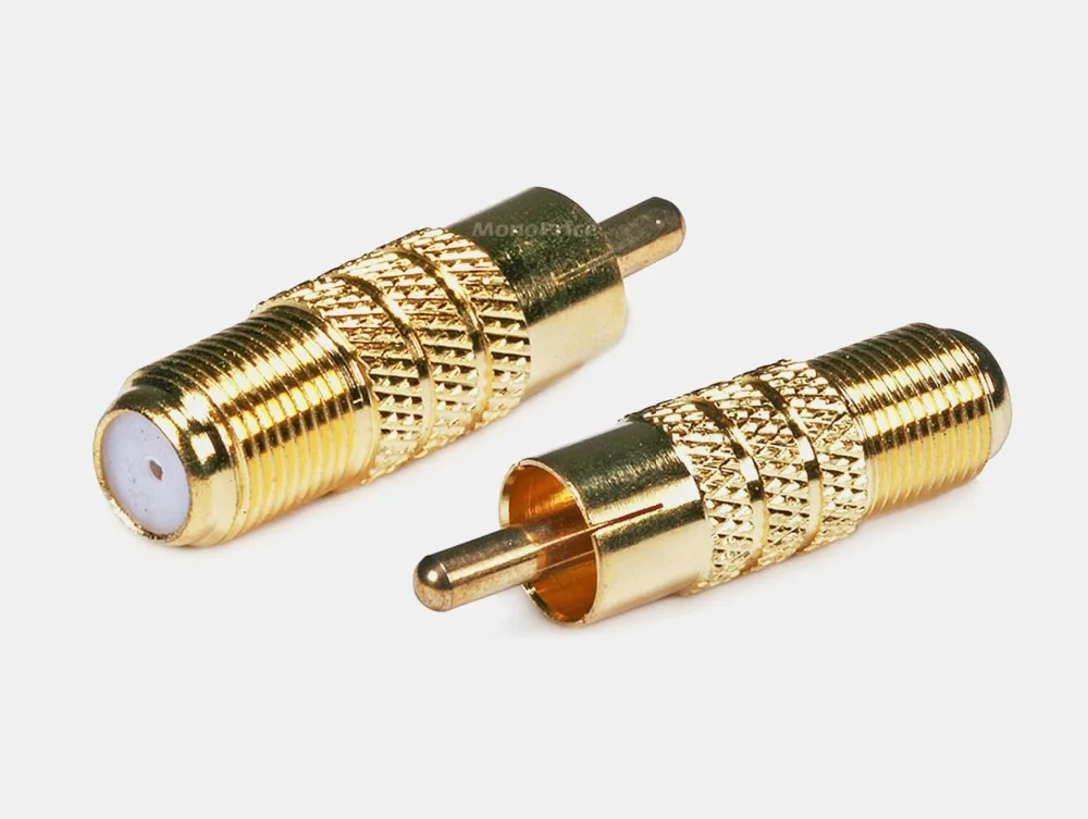 100 шт. Позолоченные RCA штекер для F Женский коаксиальный разъем адаптера