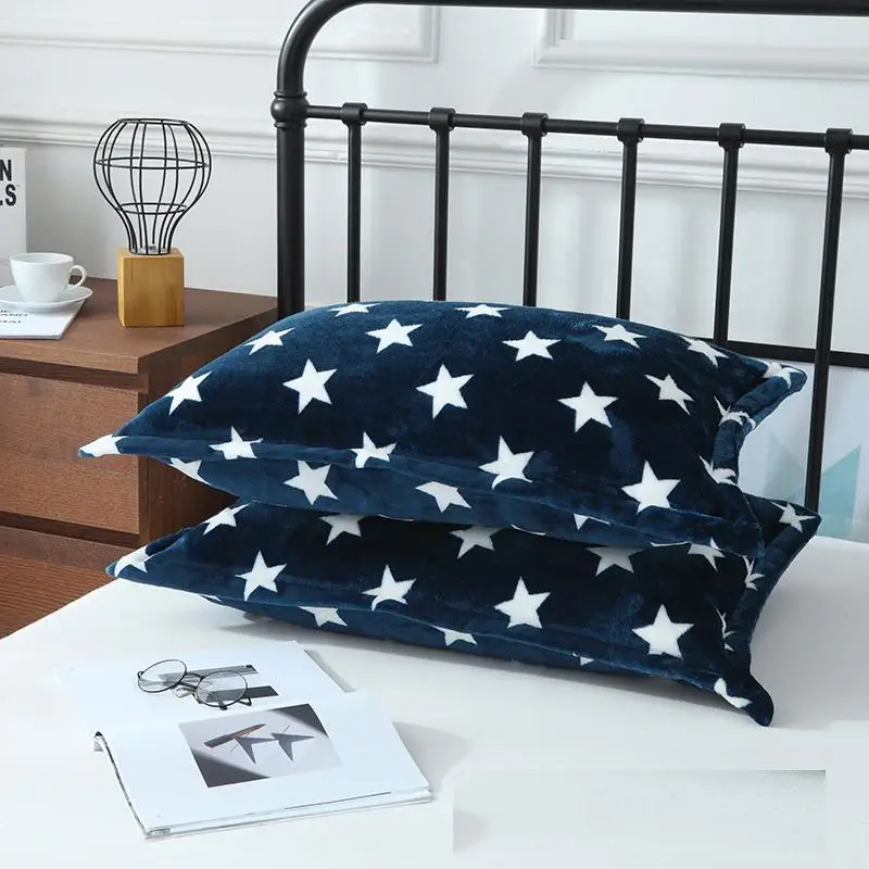 2pcs Pillowcase-3 2 шт. фланелевые наволочки с принтом зимняя мягкая теплая плотная Коралловая флисовая наволочка 48*74 см - Цвет: 2pcs Pillowcase-3