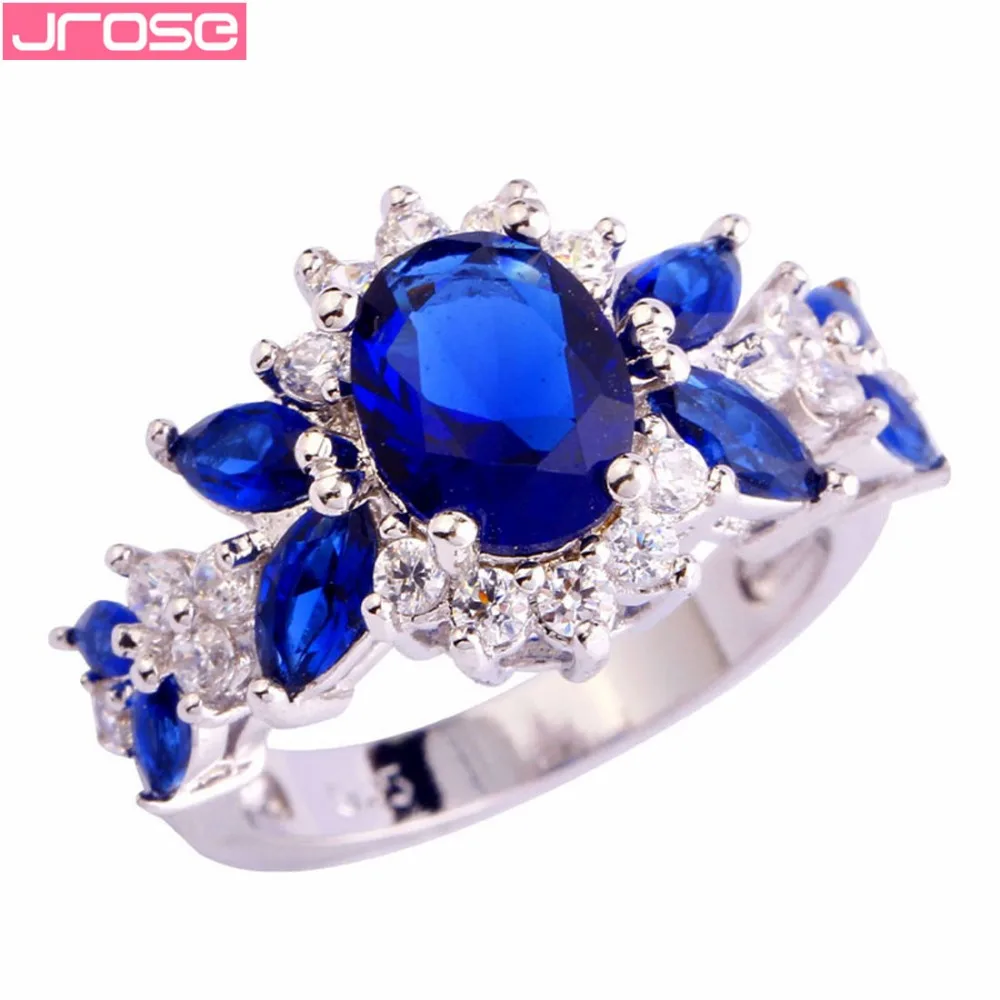 Женское серебряное кольцо с синим и белым фианитом размеры 6 7 8 9 10|ring size|ring size 6fashion