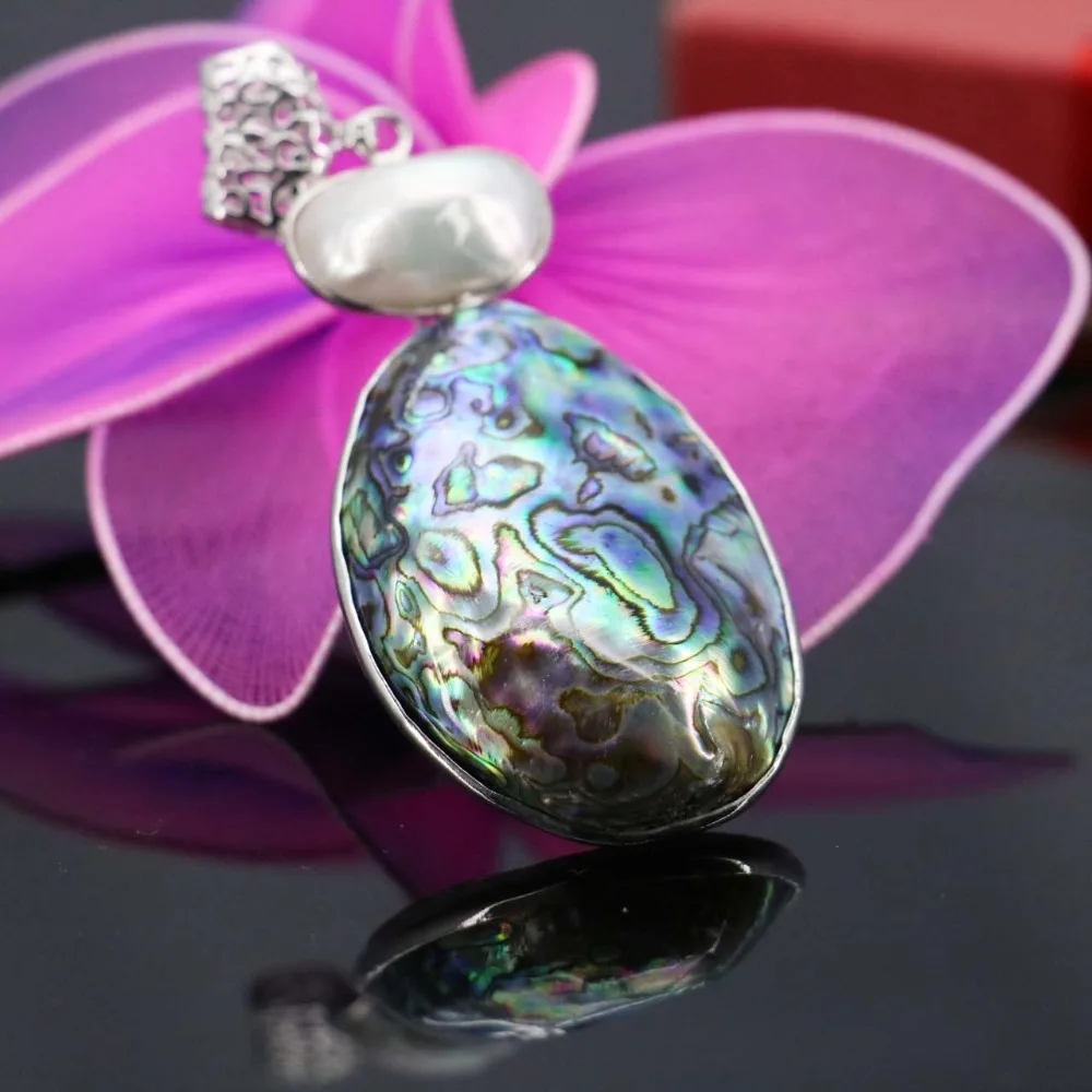 

40*52mm Natural abalone sea shells colours paua shell beads stone stripe pendant decoration jewelry making design gift women