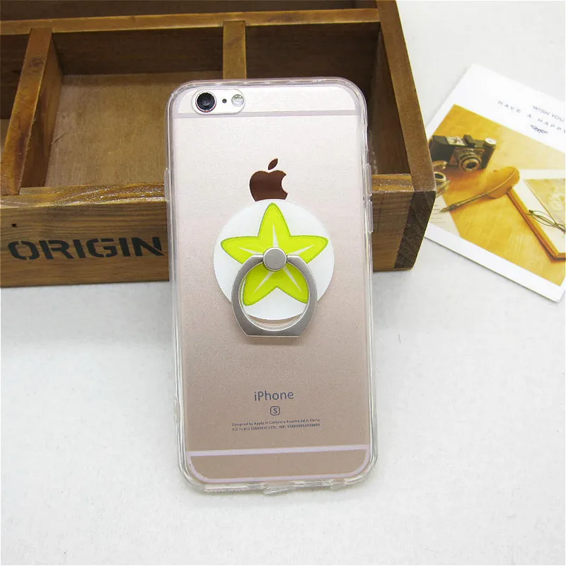 Fashion Cartoon Fruit Cherry Carambole Transparent Holder Stand Back Cover for iPhone 6 6s plus Cute Clear Phone Case Shell Skin |