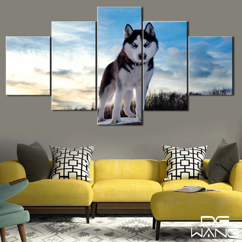 5 шт. Холст животных печати масляной живописи плакат животного современные