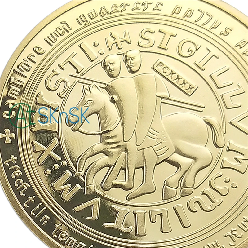 Образец заказа! 1 шт. эксклюзивный масонский UK Art challenge Coin 24k позолоченный красный эмаль крест рыцари тамплиер монета коллекционные вещи