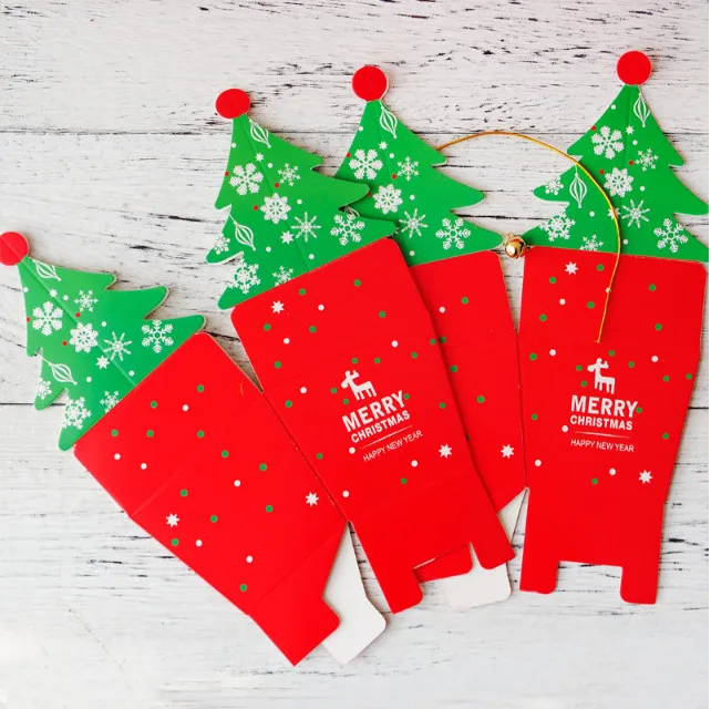 

20pcs/lot christmas tree candy box Cookie Cholocate Boxes Merry Christmas box new year Present Gift bag christmas decoration