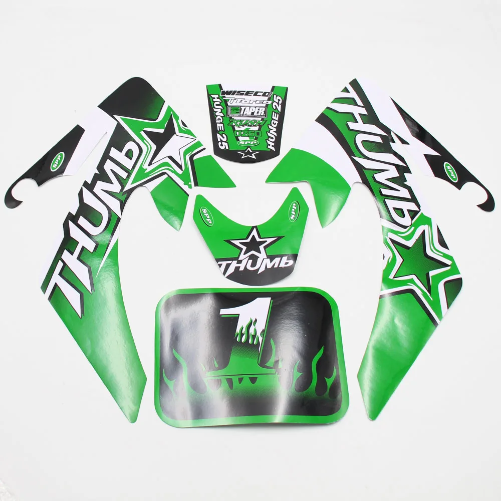 Зеленые наклейки ROKETA SSR COOLSTER RICARDO подходят для мотоцикла HONDA XR50 CRF50|decals dirt bike|sticker