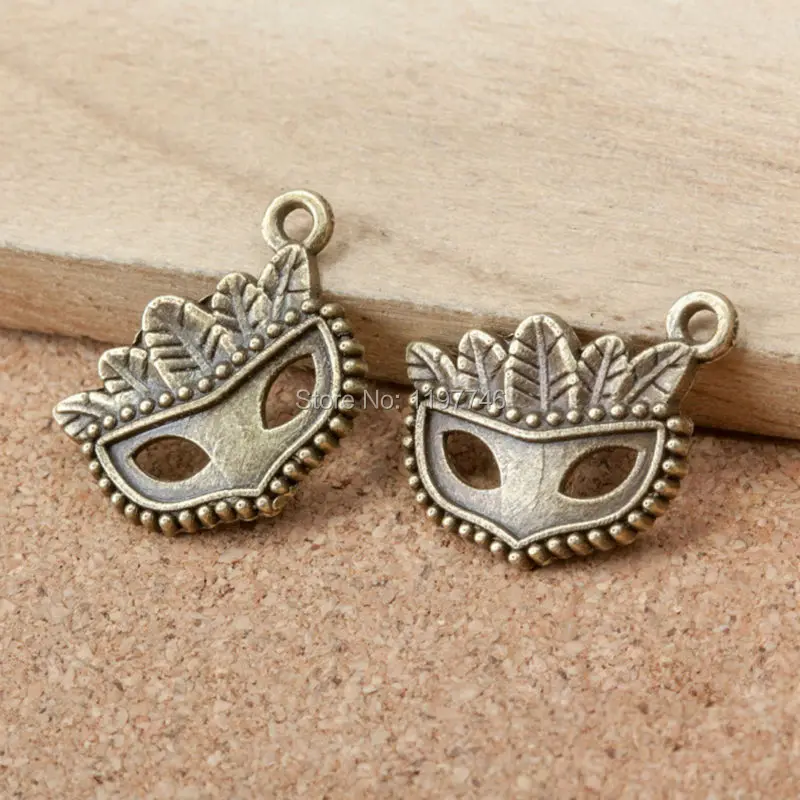 

Mask charms for diy 15x21x2mm Antique Bronze Tone Zinc Alloy Flower Mask Charms Pendant For Making DIY