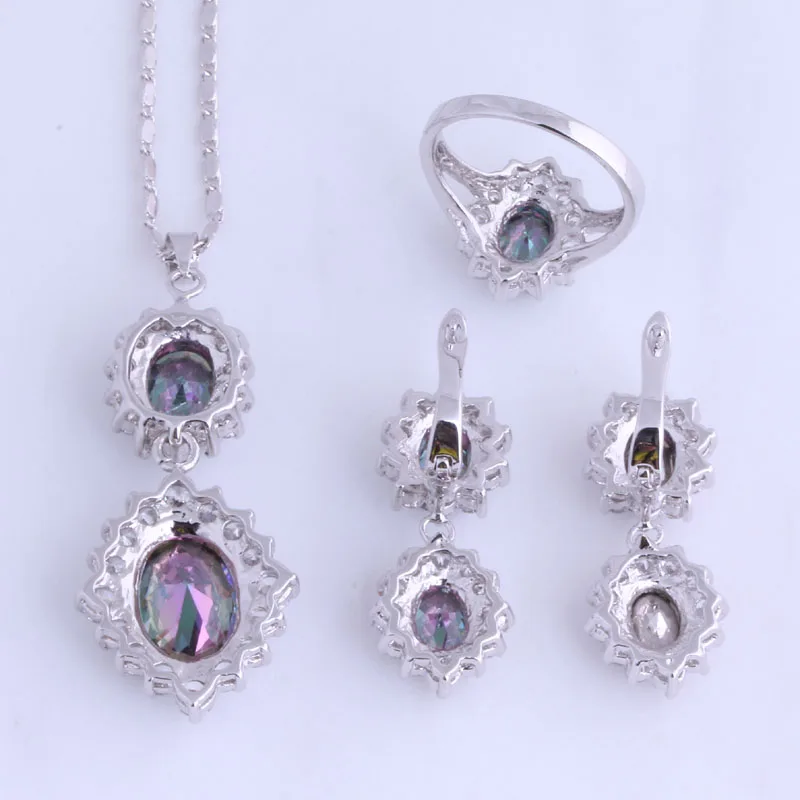 Женский ювелирный комплект из колье и серёг с белым фианитом|colorful jewelry sets|jewelry