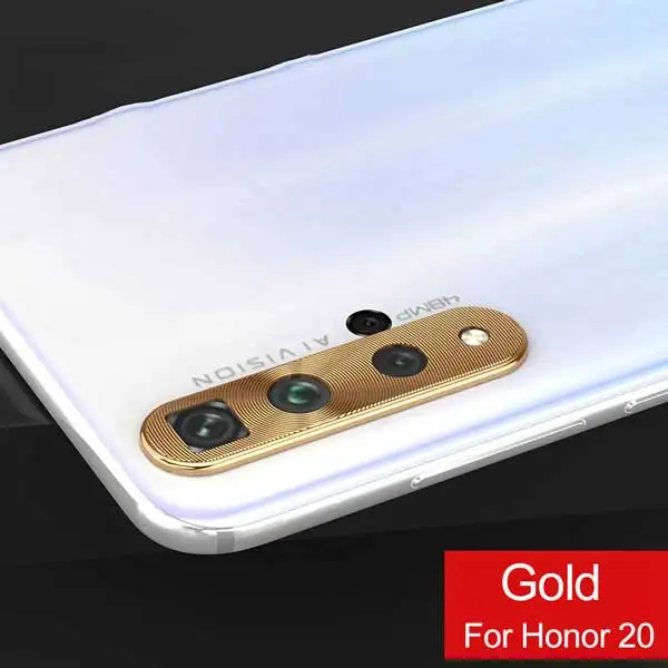 Gold Защитное кольцо для камеры для Honor 20, чехол для Huawei Honor 20 Pro 20i Magic 2 Nova 4 4E 3i 3E 3, металлический чехол для объектива телефона - Цвет: Gold