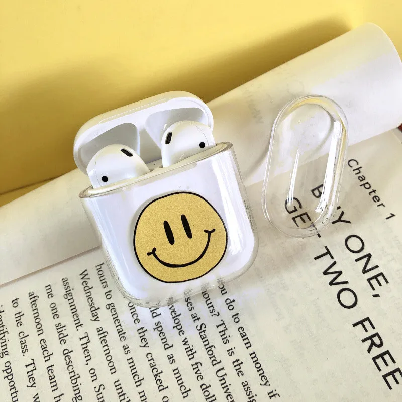 Чехол для Airpods прозрачный жесткий чехол с милым рисунком Air Pods Bluetooth наушников