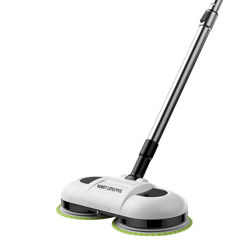 White F528A Handheld Corless Electric Floor Mop Water Spay Mop Wiper Washer Floor Waxer LED Light - Color: White